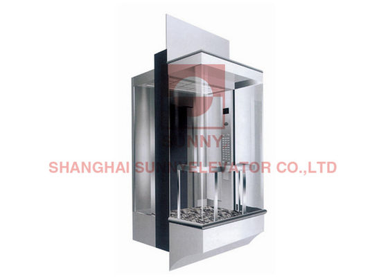 Glaskasten-Quadrat-Gearless Zugkraft-panoramischer Aufzug des Schritt-Steuer3.0m/s 800kg